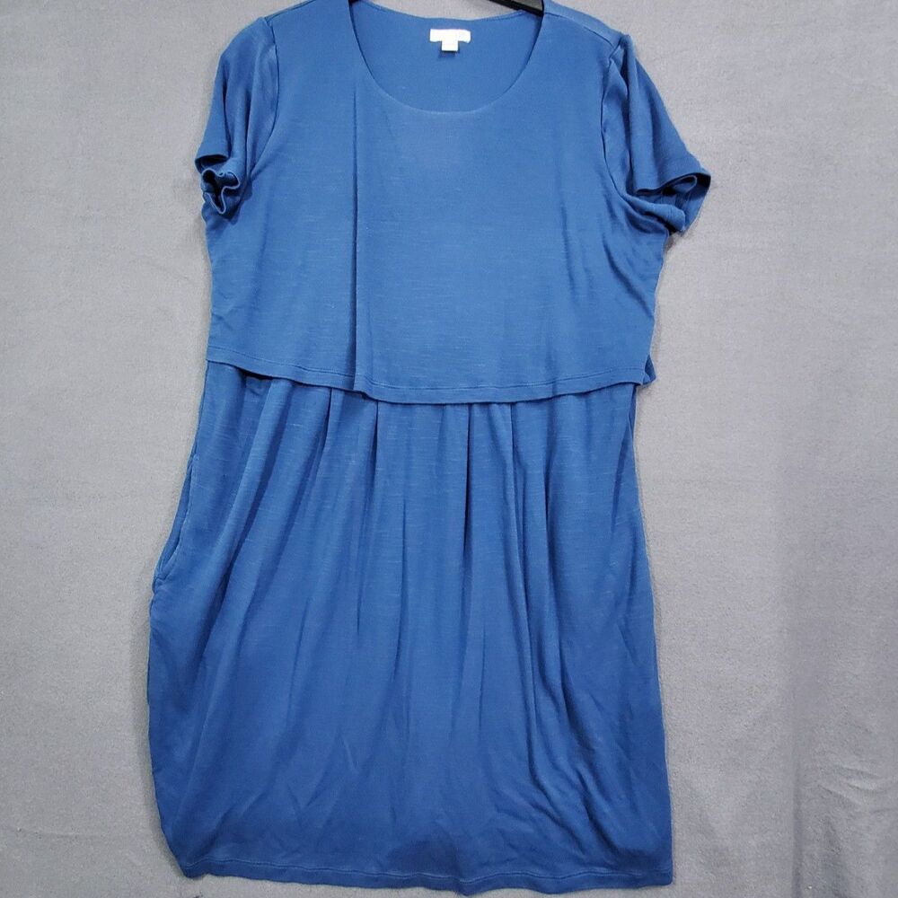 J Jill Dress Womens Large Blue Knee Length Rayon Blend Casual Travel Stretch